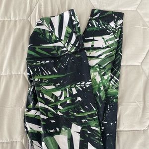 Tropical Leaf Print Women's Pants